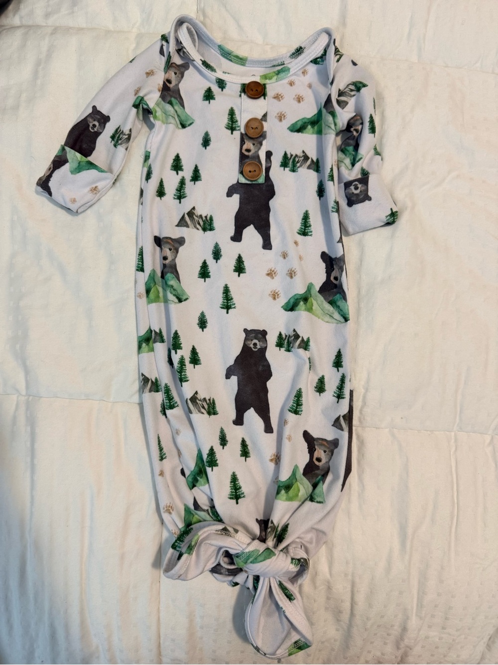 Caden Lane White Sleep Gown with Forest Bear Print